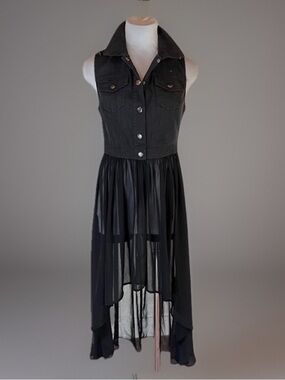 Vintage Steampunk Runway Goth Punk Renn Faire Black Sheer Studded Hi Low…